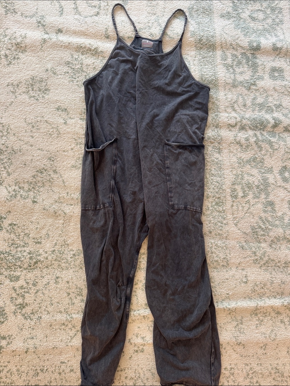 Free People Washed Black Utility Jumpsuit